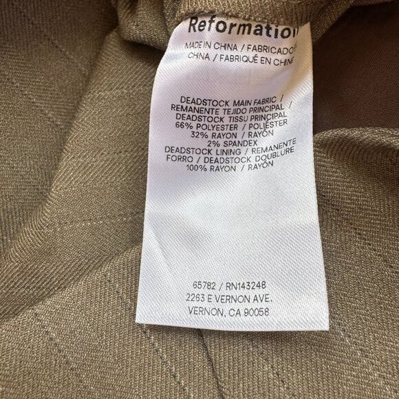 NWT Reformation Vida Low Rise Pants in Olive Stripe Brown Tan Trousers 6 - Picture 6 of 16
